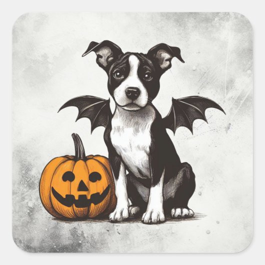 Halloween Puppy Quadratischer Aufkleber (Vorderseite)