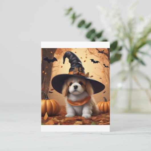 Halloween Puppy - Spooktacular Canine Costu Postkarte (Stehend Vorderseite)