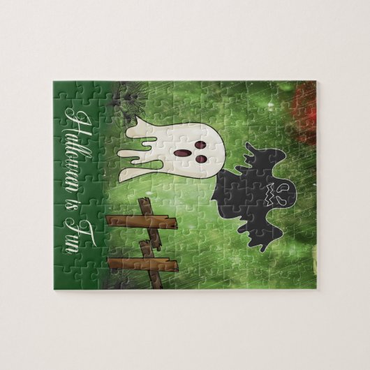 Halloween-Puzzle mit Schwarz-Weiß-Geist Puzzle (Horizontal)