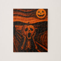 Halloween Puzzle - Pumpkin Skelett "Der Schrei"