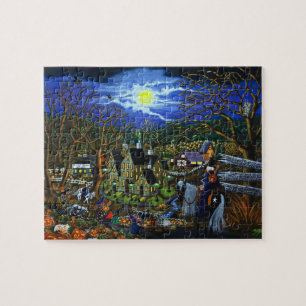 Halloween-Puzzlespiel, Hexen, Schule, Uni Puzzle