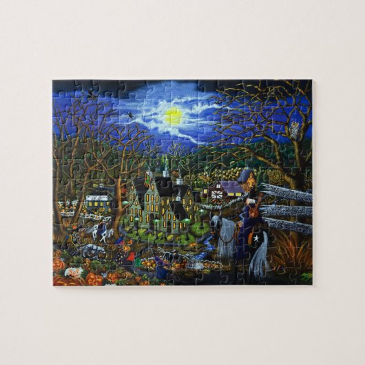 Halloween-Puzzlespiel, Hexen, Schule, Uni Puzzle (Horizontal)