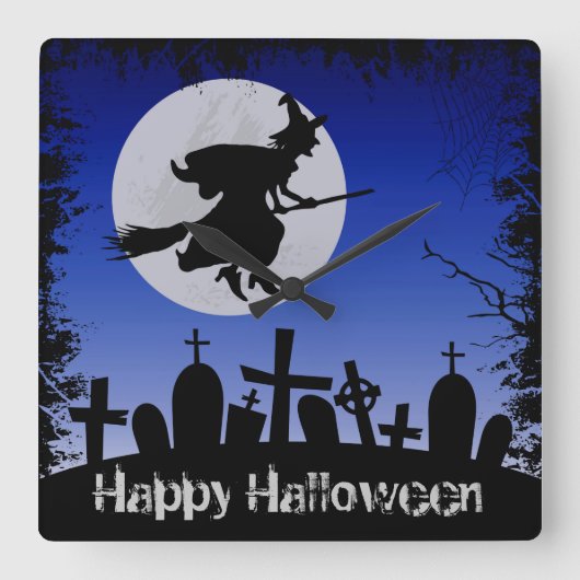 Halloween Quadratische Wanduhr (Vorderseite)