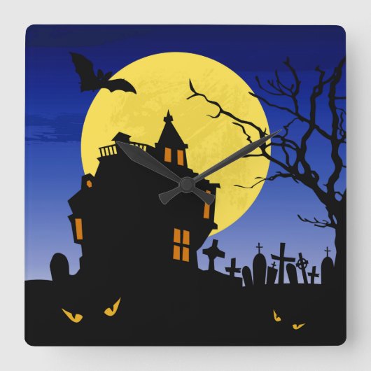 Halloween Quadratische Wanduhr (Vorderseite)
