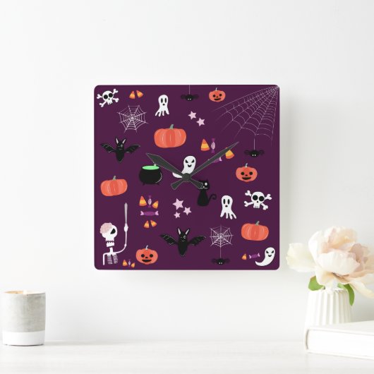 Halloween Quadratische Wanduhr (Zuhause)