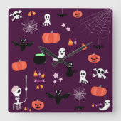 Halloween Quadratische Wanduhr (Vorderseite)