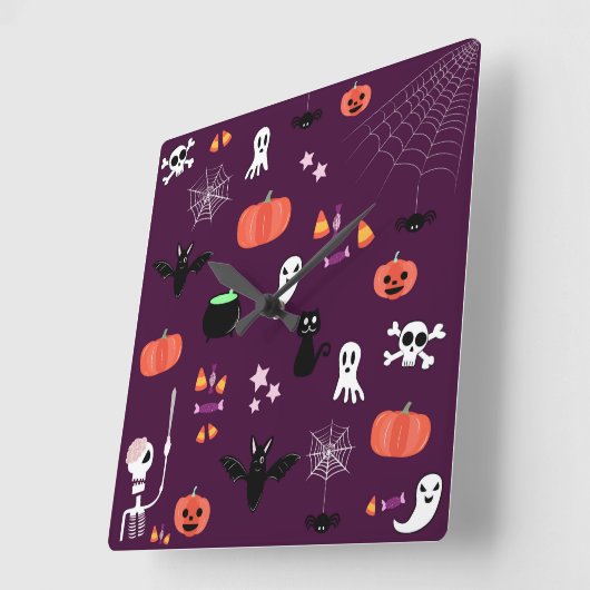 Halloween Quadratische Wanduhr (Winkel)