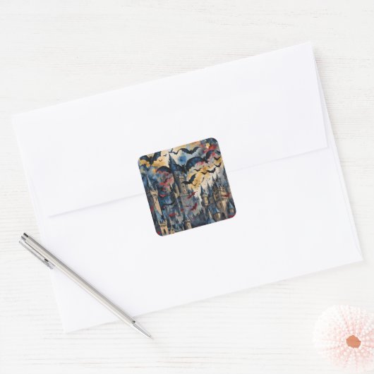 Halloween Quadratischer Aufkleber (Umschlag)