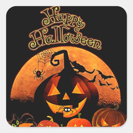 Halloween Quadratischer Aufkleber (Vorderseite)
