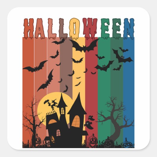 Halloween Quadratischer Aufkleber (Vorderseite)