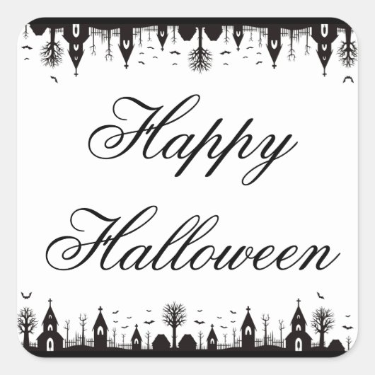 Halloween Quadratischer Aufkleber (Vorderseite)
