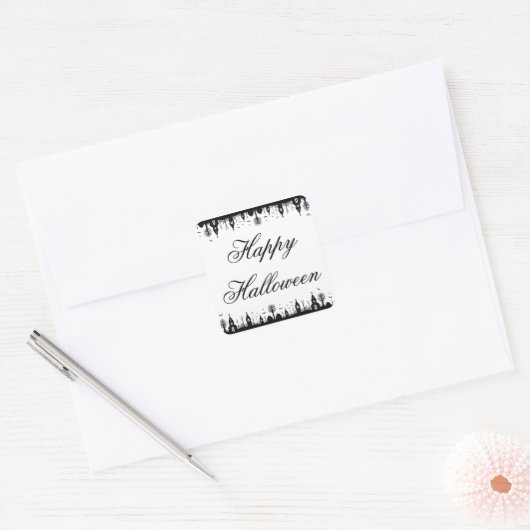 Halloween Quadratischer Aufkleber (Umschlag)