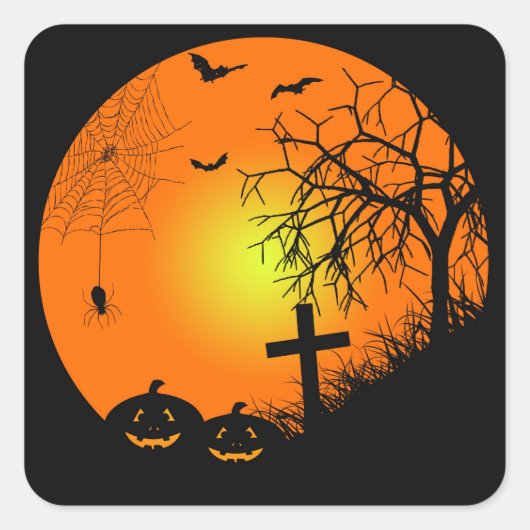 Halloween Quadratischer Aufkleber (Vorderseite)