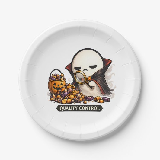 Halloween-Qualitätskontrolle Süßer Vampir Pappteller (Vorderseite)
