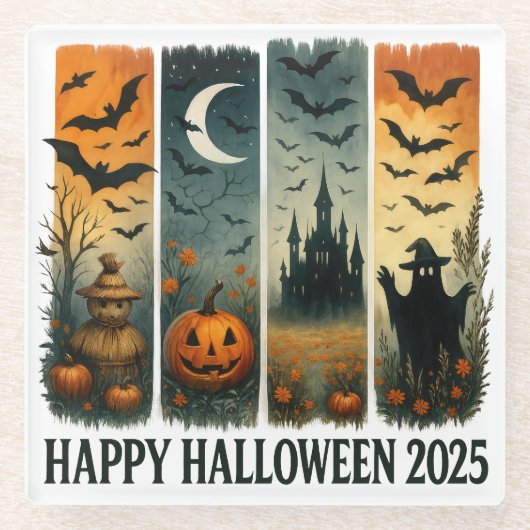 Halloween Quartett Glasuntersetzer (Vorderseite)