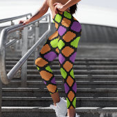 Halloween Quatrefolienmuster Orange Lila Green Leggings