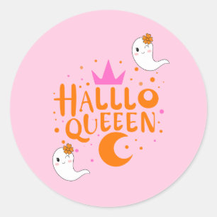 Halloween Queen, Halloqueen, Retro Halloween Art Runder Aufkleber