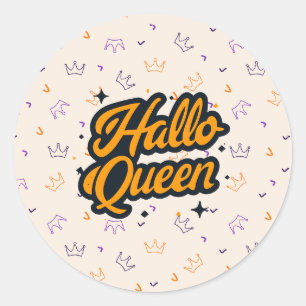 Halloween Queen, Halloqueen, Retro Halloween Art Runder Aufkleber