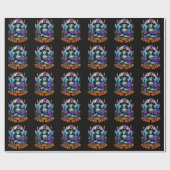 Halloween QUEEN Hexenkunst mit Black Cat Design Geschenkpapier (Flach)