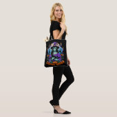 Halloween QUEEN Hexenkunst mit Black Cat Design Tasche (Am Model)