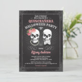 Halloween Quinceañera Geburtstagsparty schwarz pin Einladung (Stehend Vorderseite)