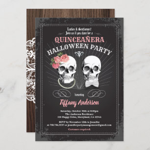 Halloween Quinceañera Geburtstagsparty schwarz pin Einladung