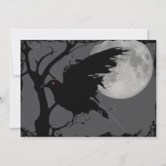 Halloween-Rabe in der Niederlassung mit Vollmond Einladung (Vorderseite)