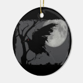 Halloween-Rabe in der Niederlassung mit Vollmond Keramikornament (Links)