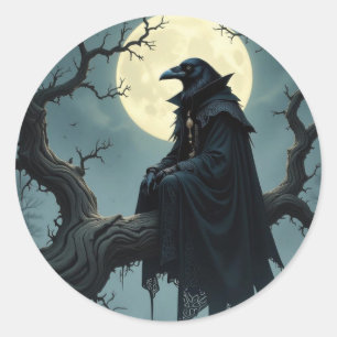 Halloween-Rabe Krähe Runder Aufkleber