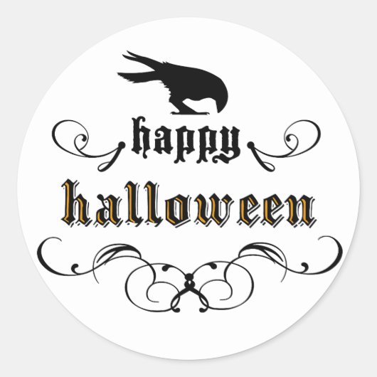 Halloween - Rabe Runder Aufkleber (Vorderseite)
