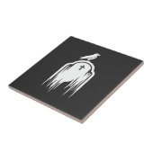 Halloween-Raben-Grabstein-Silhouette-Design Fliese (Seite)