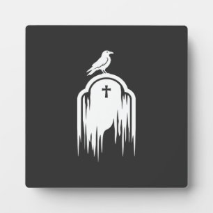 Halloween-Raben-Grabstein-Silhouette-Design Fotoplatte