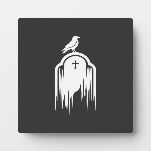 Halloween-Raben-Grabstein-Silhouette-Design Fotoplatte (Vorderseite)
