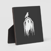 Halloween-Raben-Grabstein-Silhouette-Design Fotoplatte (Vorderseite)