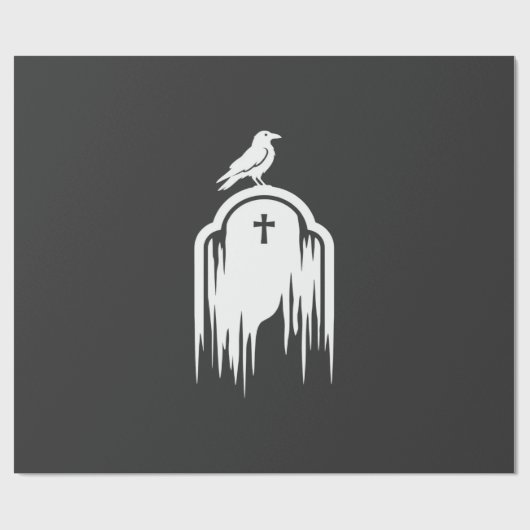 Halloween-Raben-Grabstein-Silhouette-Design Geschenkpapier (Flach)