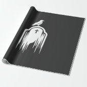 Halloween-Raben-Grabstein-Silhouette-Design Geschenkpapier (Ungerollt)