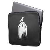 Halloween-Raben-Grabstein-Silhouette-Design Laptopschutzhülle (Vorderseite Links)