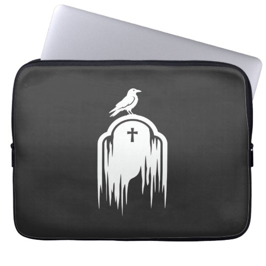 Halloween-Raben-Grabstein-Silhouette-Design Laptopschutzhülle (Vorderseite)