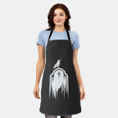 Halloween-Raben-Grabstein-Silhouette-Design Schürze (Getragen)