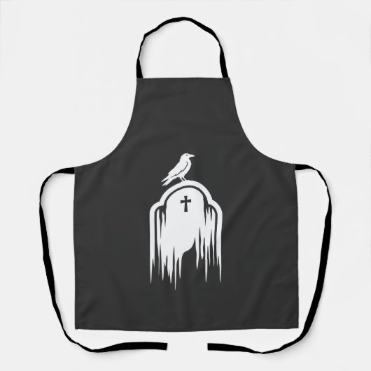 Halloween-Raben-Grabstein-Silhouette-Design Schürze (Vorderseite)