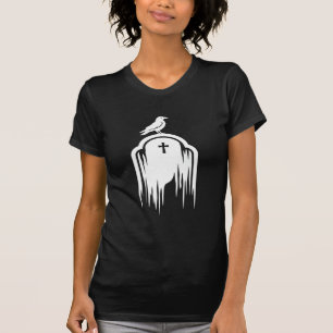 Halloween-Raben-Grabstein-Silhouette-Design T-Shirt