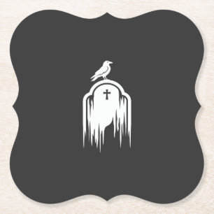 Halloween-Raben-Grabstein-Silhouette-Design Untersetzer