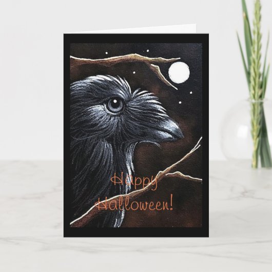 HALLOWEEN-RABEN-KRÄHEN-U. VOLLMOND-KARTE KARTE (Vorderseite)