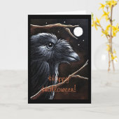 HALLOWEEN-RABEN-KRÄHEN-U. VOLLMOND-KARTE KARTE (Gelbe Blume)