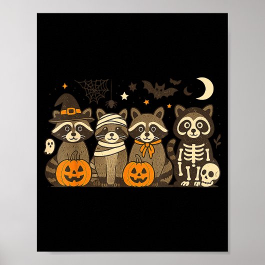 Halloween Raccoon Costumes Ghost Witch Mummy Men W Poster (Vorne)