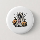 Halloween Raccoon Ghost Button (Vorderseite)