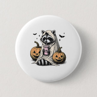 Halloween Raccoon Ghost Button