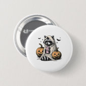 Halloween Raccoon Ghost Button (Vorne & Hinten)