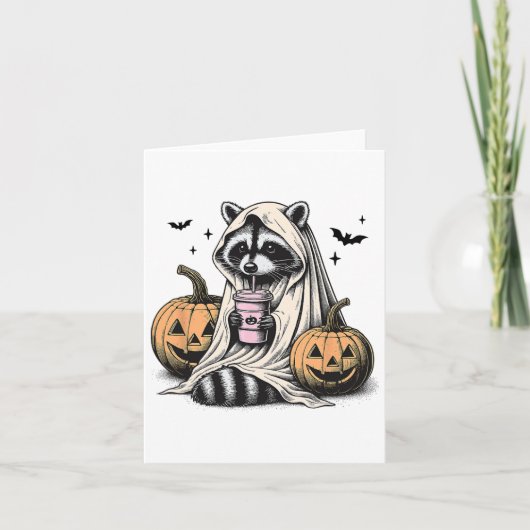 Halloween Raccoon Ghost Karte (Vorderseite)