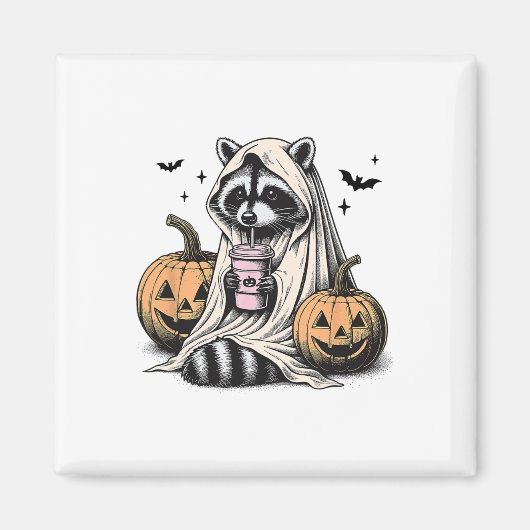 Halloween Raccoon Ghost Magnet (Vorne)